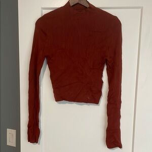 Forever 21 Red Ribbed Fitted Bodysuit
